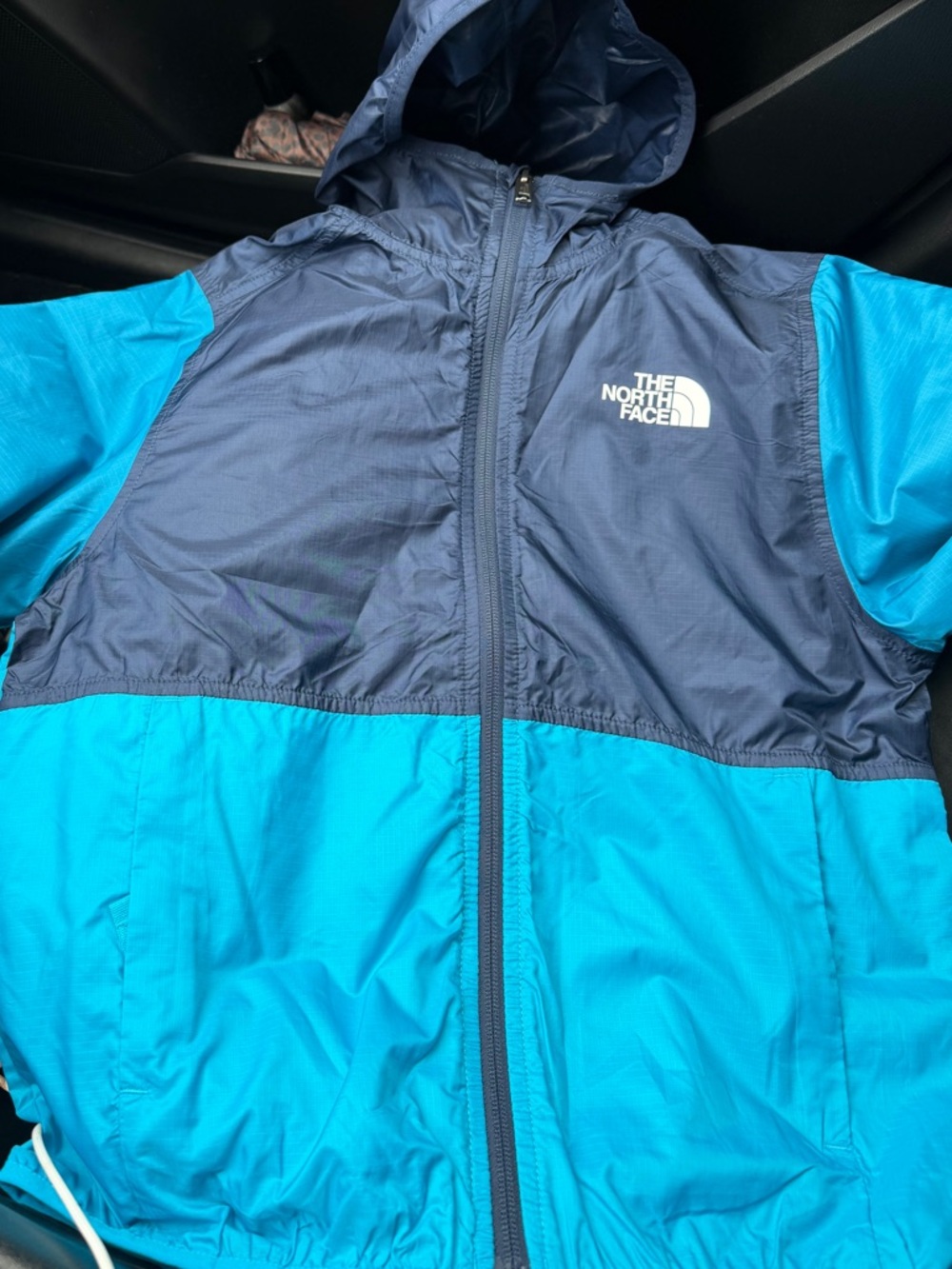 The North Face Kids Two-Tone Navy and Teal Rain Jacket